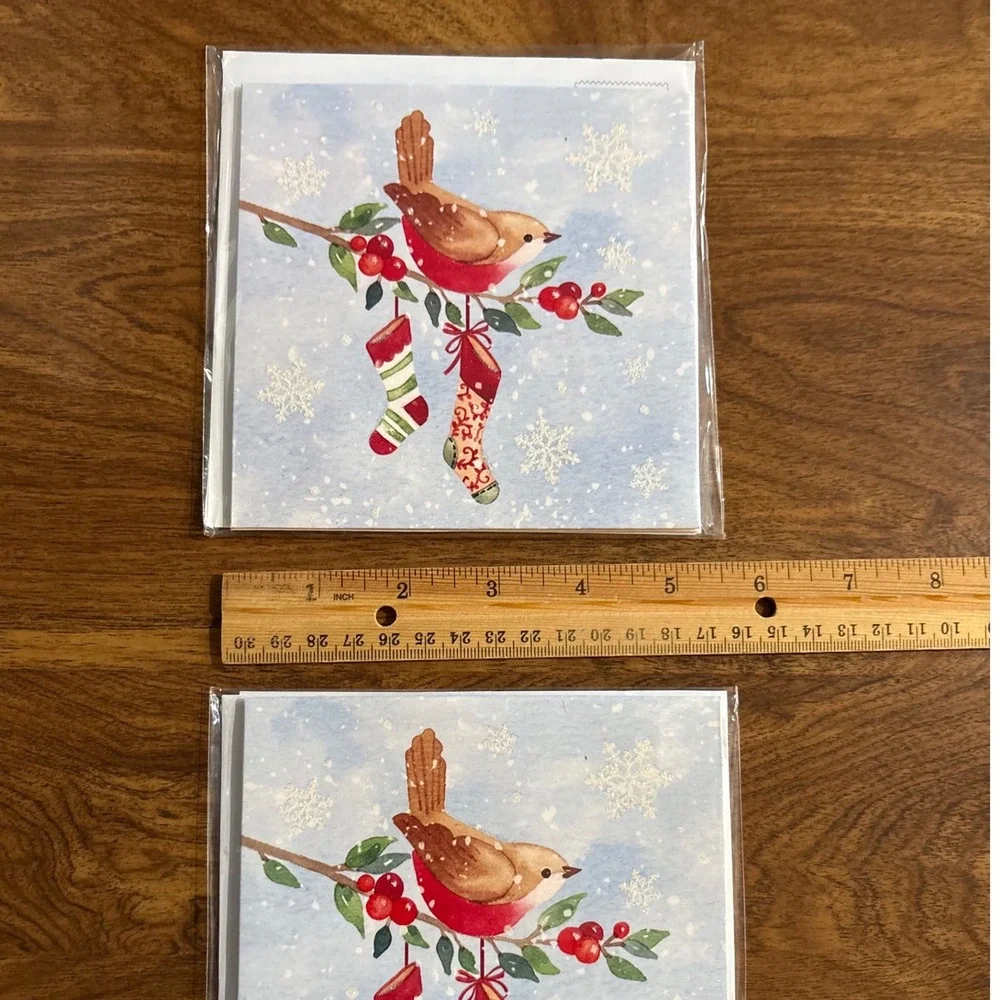 2‎ Treasures Pop Up Christmas Cards Bird with Stockings Snowman Holiday Tree